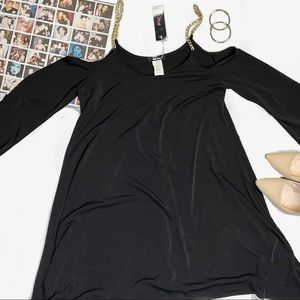 Long sleeve Shoulder Chain Dress